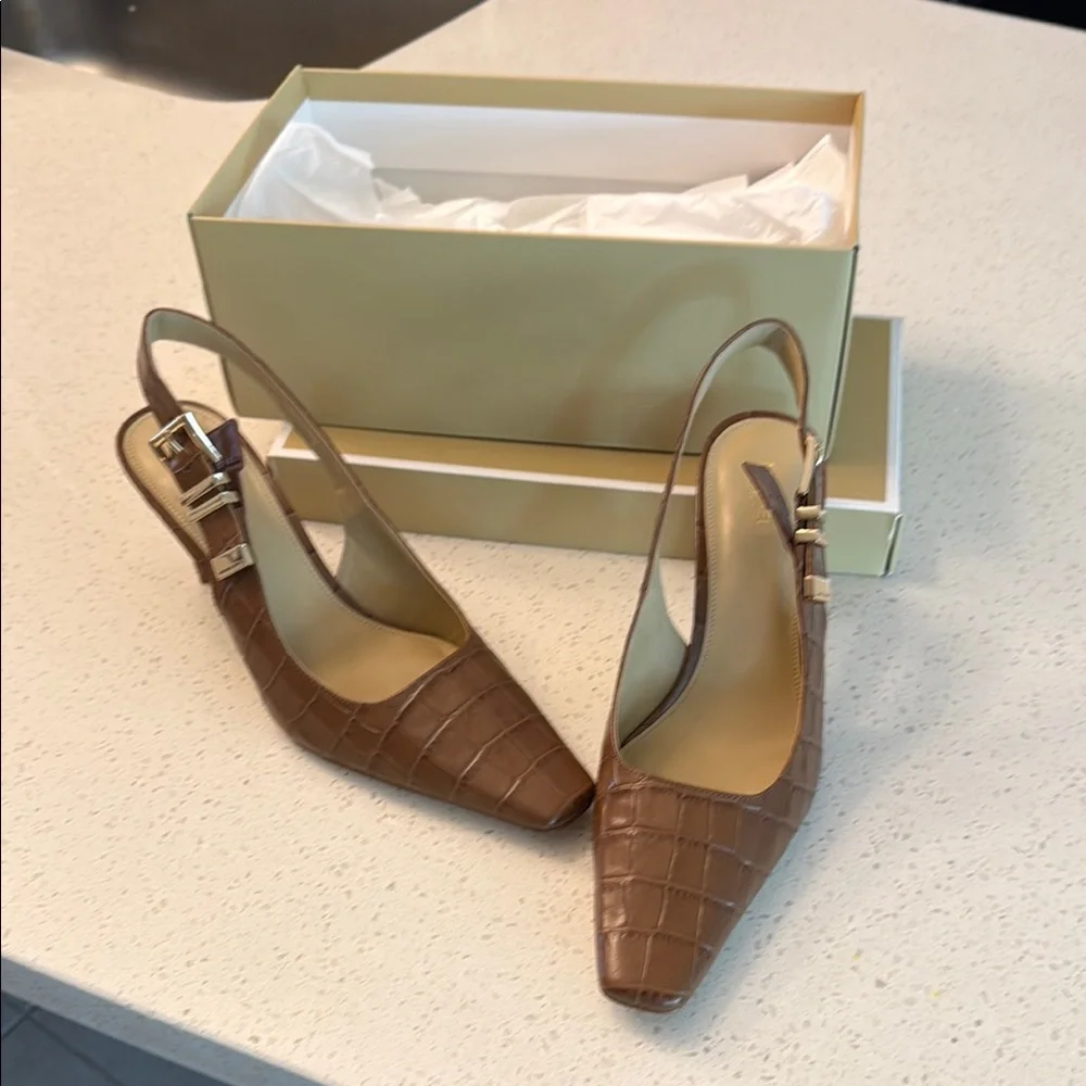 MICHAEL Michael Kors Brown Slingback Heels - Picture 1 of 5